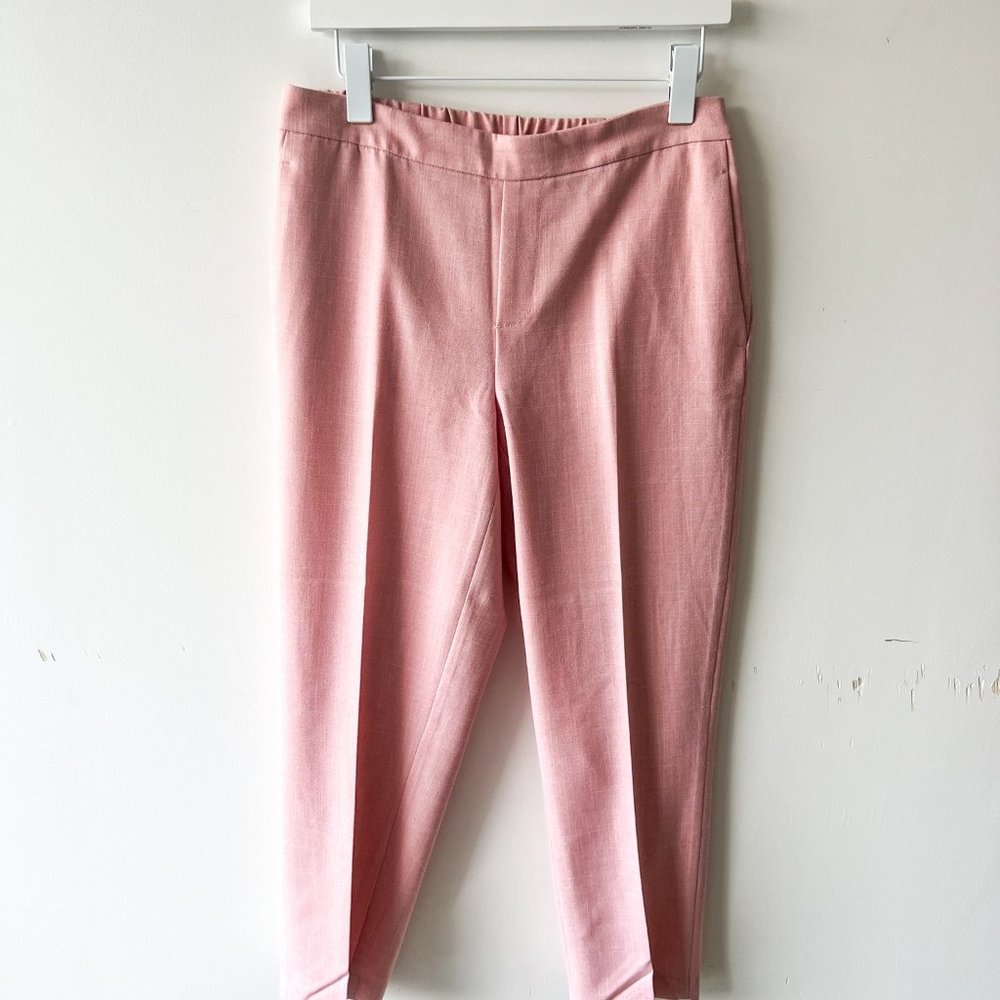Old Navy pink cotton twill suit pants with elastic waist, size 10